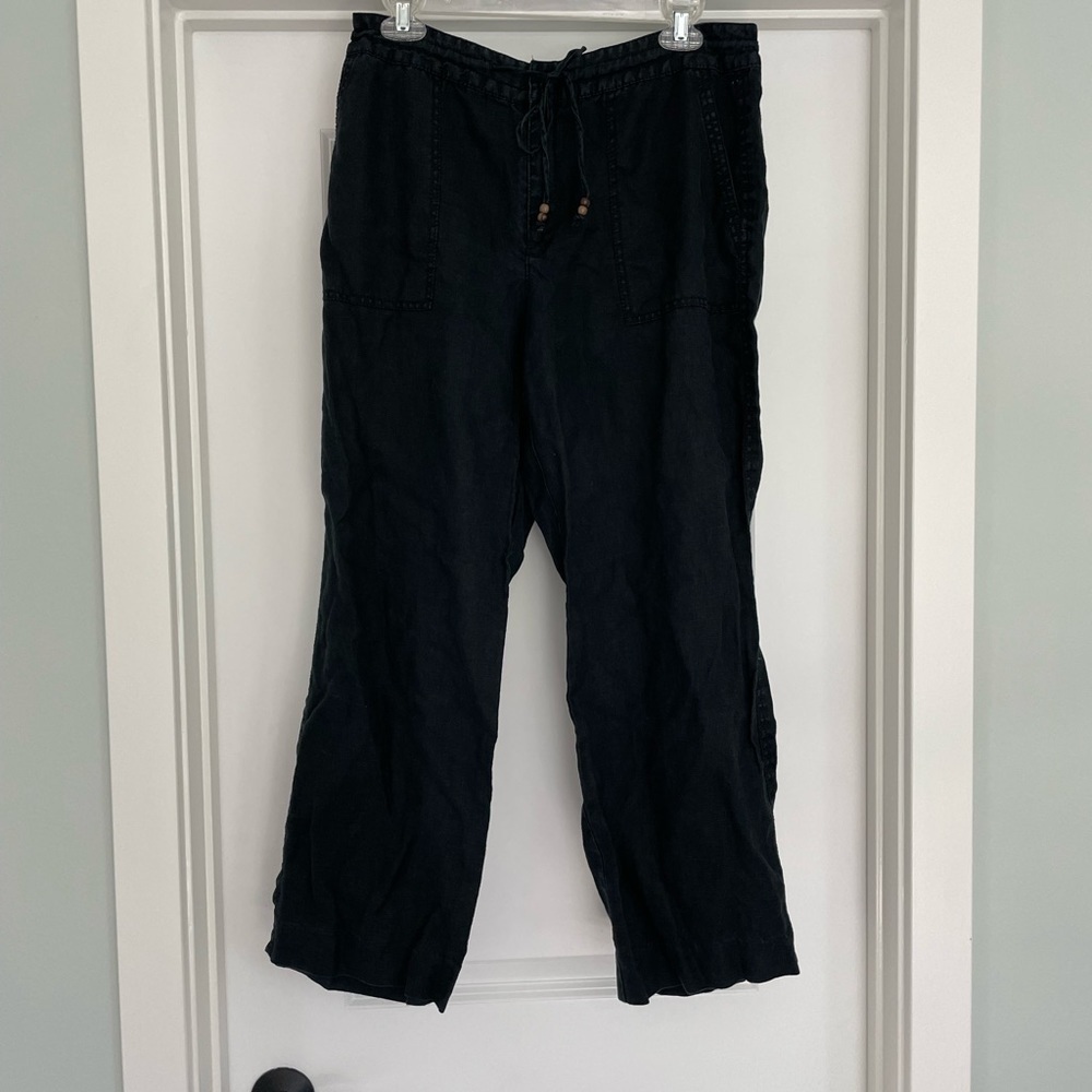 Liz Claiborne 100% Linen Cropped Straight Leg Pants Size 10